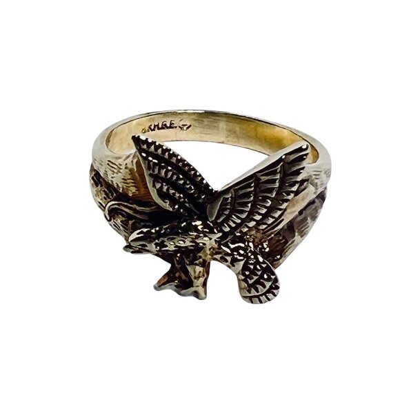 Vintage 18k HGE Men's Flying Eagle Ring (R415) - Picture 5 of 8